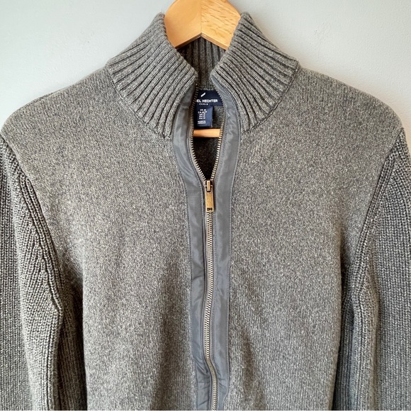 Daniel Hechter Zip Front Cotton Knit Cardigan Pine Green Mock Neck Size Medium - Picture 2 of 9